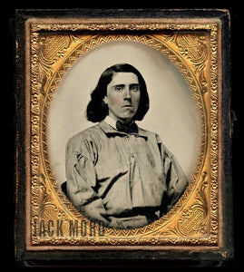 Long Hair Civil War Confederate Wearing Sash Belt - Pr Virginia - Sphereotype