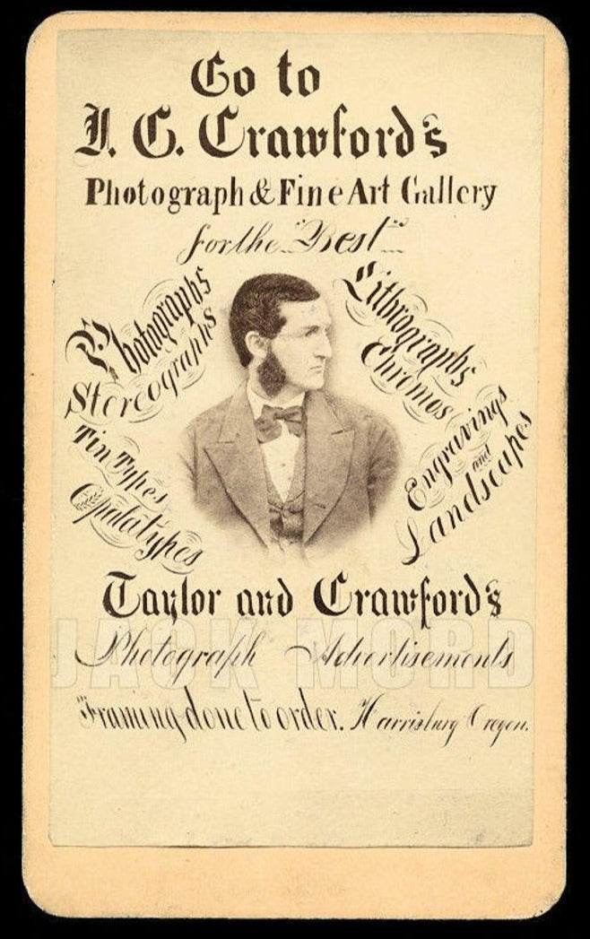 Superb 1870s CDV Photo Photographer Studio Advertising w Self Portrait - Oregon
