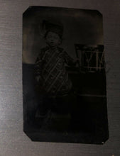 Load image into Gallery viewer, antique tintype photo little drummer / boy with drum
