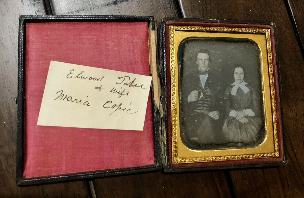 1/6 Sealed Daguerreotype ID'd Man & His Wife / Taber, Copic