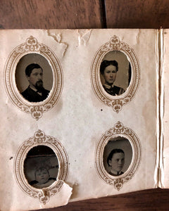 Gem Tintype Album 1860s 1870s [ 33 ] Miniature Photos Included