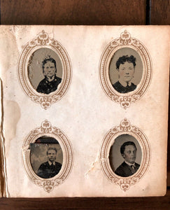 Gem Tintype Album 1860s 1870s [ 33 ] Miniature Photos Included