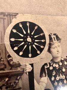 Rare 10x7 Inches WATCH Selling Advertising Lady Holding Clock Banner 1880s Photo