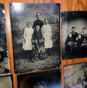 Big Lot 12 Larger Tintypes Half Plate Some ID'd / Names - Antique 1800s Photos