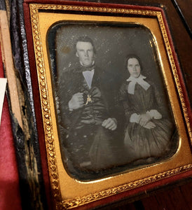 1/6 Sealed Daguerreotype ID'd Man & His Wife / Taber, Copic