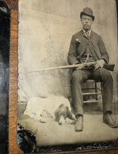 Load image into Gallery viewer, Rare Antique Tintype Photo African American Black Hunter w Rifle &amp; Hunting Dog
