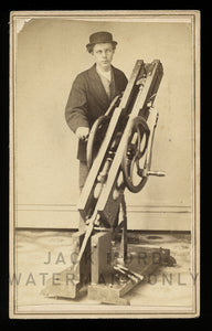 Rare 1860s c.1870 CDV Photo Man Posing with Rock Drill