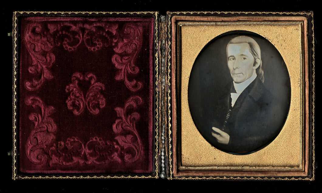 1850s Daguerreotype Painting of Revolutionary or Colonial Man maybe Political