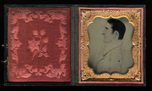 Load image into Gallery viewer, 1/6 1860s Ambrotype of an Earlier Primitive Folk Art DRAWING - Man in Profile
