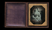 Load image into Gallery viewer, Pretty Woman Reading Book 1840s Daguerreotype Beautiful Painted Backdrop, Plumbe
