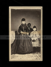 Load image into Gallery viewer, Slavery Era Florida - Rare 1860s CDV Photo White Woman, Dau., Black Boy
