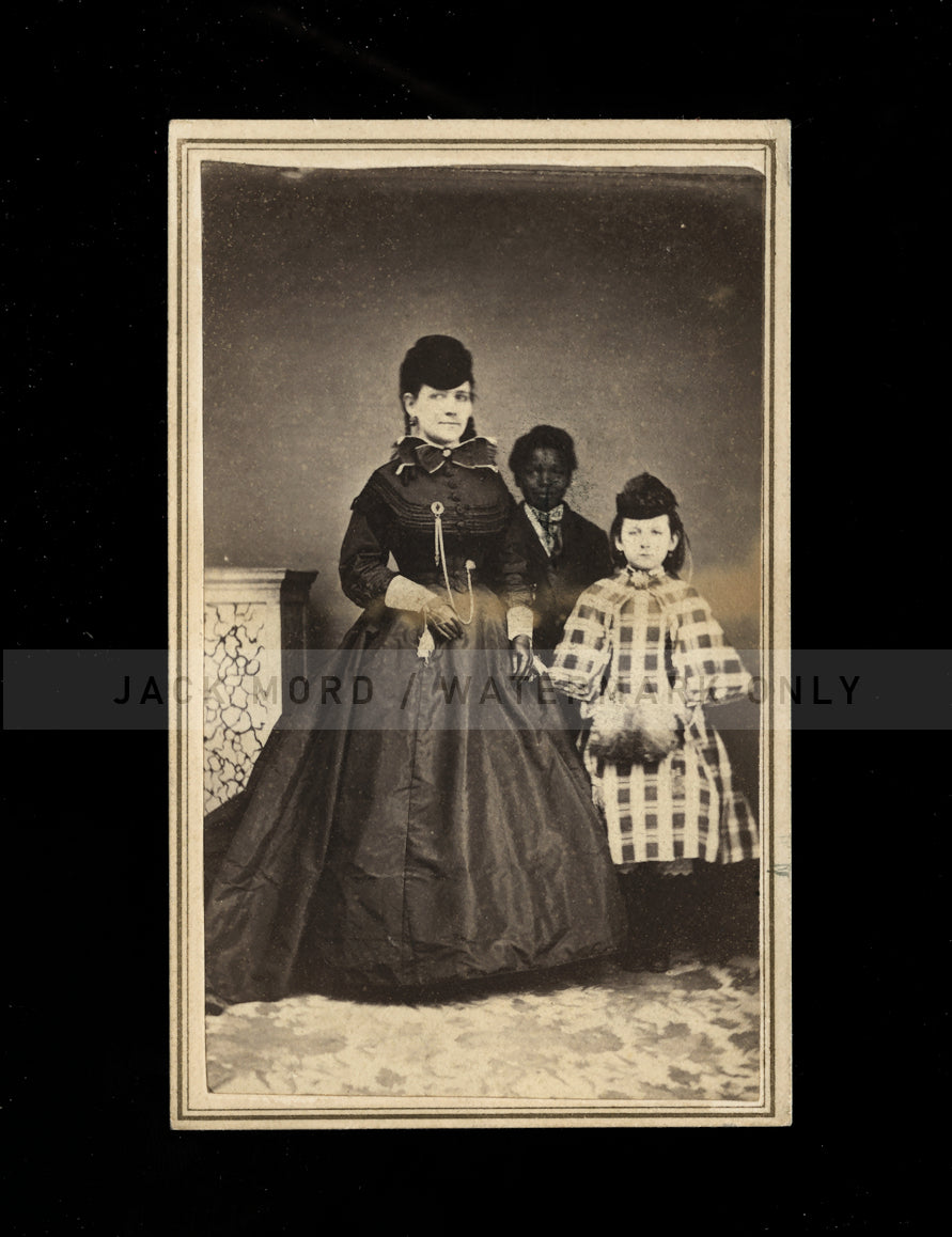 Slavery Era Florida - Rare 1860s CDV Photo White Woman, Dau., Black Boy
