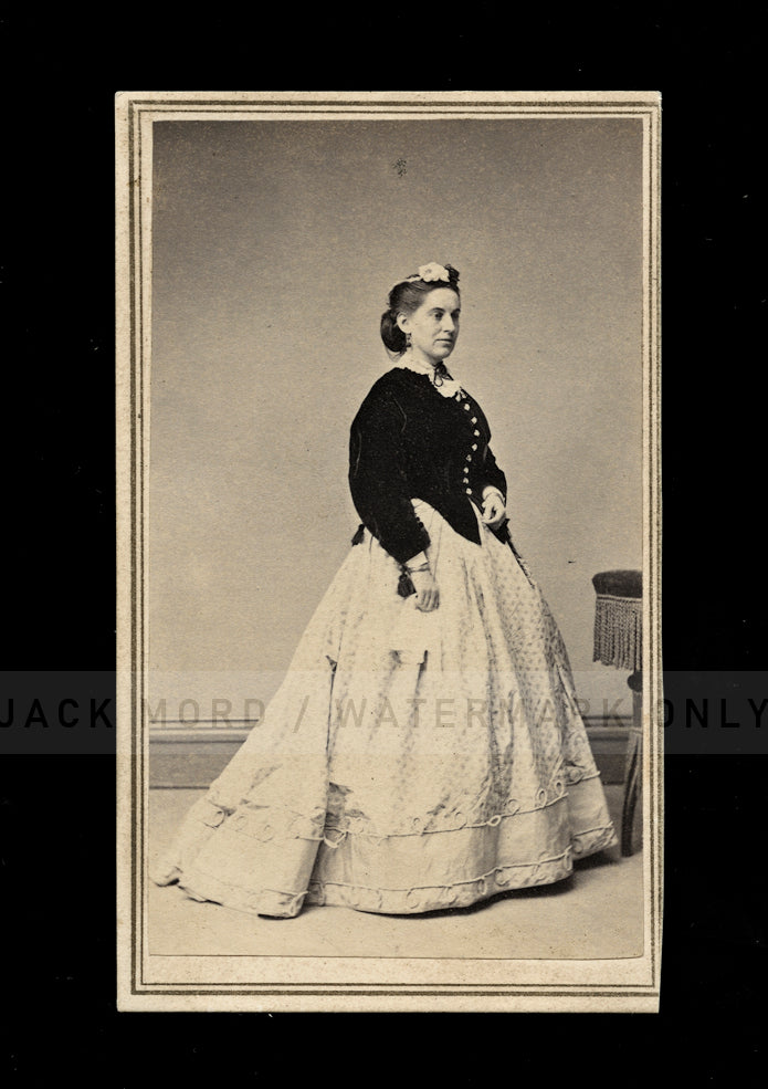 1860s Victorian Era Fashion Hartford CT Woman Showing Dress Civil War Tax Stamp