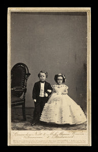 Groomsman & Bridesmaid, Tom Thumb Wedding, 1860s CDV Photo by Brady
