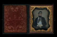 Load image into Gallery viewer, 1850s Daguerreotype Emotional / Pensive Bearded Man Full Leather Case - Nice
