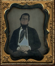 Load image into Gallery viewer, 1850s Daguerreotype Emotional / Pensive Bearded Man Full Leather Case - Nice
