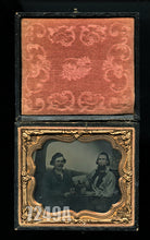 Load image into Gallery viewer, Interesting Ambrotype 2 Drinking Men - Gold Miners or Sailors? Tinted 1860s
