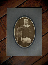 Load image into Gallery viewer, Wonderful Antique Photo Little ID&#39;d Girl Pet Pug ?? Dog &amp; White Cat 1800s 1900s
