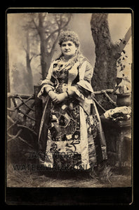 Rare Antique Photo Victorian Woman Wearing Amazing CRAZY QUILT DRESS & HAT!