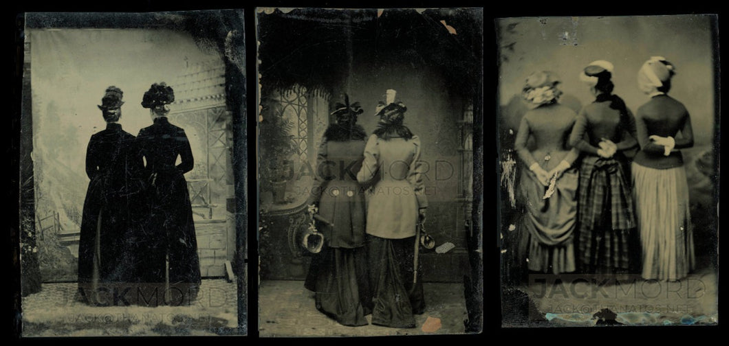 Lot of 3 Unusual Rear View / Backs to Camera Tintypes, 1800s