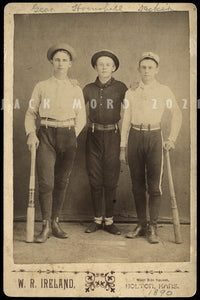 Excellent Antique Photo Young Kansas Baseball Player Boys Holding Spalding Bats