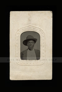 Antique 1860s Tintype Photo African American Boy / Patriotic Mount Slave Era