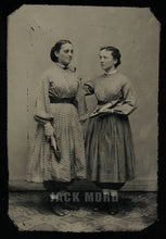 Load image into Gallery viewer, 1860s Tintypes Photo Girls Holding Wooden Loom Shuttles Sewing Occupational int
