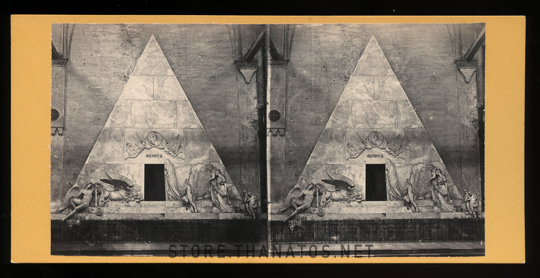 Beautiful Marble Funerary Monument to Antonio Canova - 1860s Stereoview