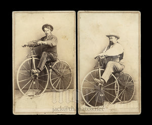 Super Rare 1860s CDV Photos - Carson City Nevada Pioneers on Boneshaker Bicycles!