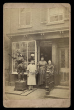 Load image into Gallery viewer, RARE CABINET CARD PHOTO NEW YORK TOBACCO STORE WOODEN CIGAR STORE INDIAN ANTIQUE
