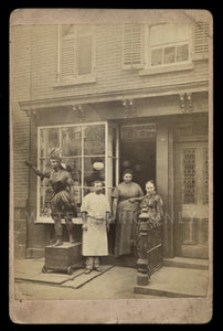 RARE CABINET CARD PHOTO NEW YORK TOBACCO STORE WOODEN CIGAR STORE INDIAN ANTIQUE