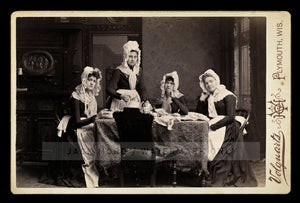 Wonderful COFFEE KLATCH / Masquerade / Tea Party Incl Doll 1890 Wisconsin Photo