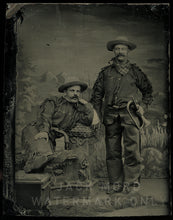 Load image into Gallery viewer, Excellent Antique Cowboys / Army Scouts Tintype Photo / Both Armed One Holding Bugle
