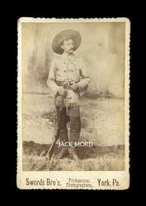 1880s Cabinet Card Photo - Wild West Show Cowboy .. Big Hat & Rifle