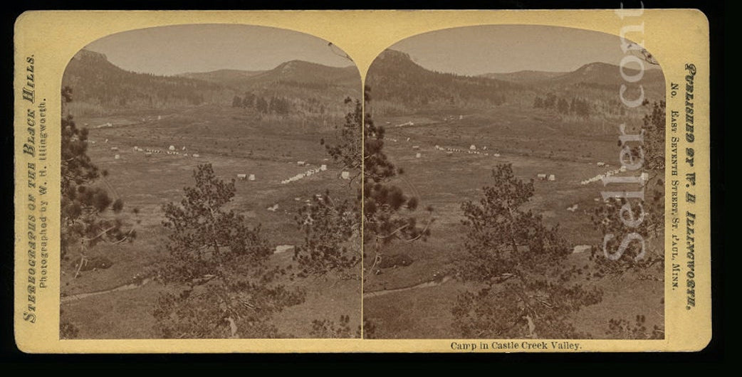 Rare Stereoview, George Armstrong Custer Expedition Black Hills SOUTH DAKOTA  - ILLINGWORTH C1874