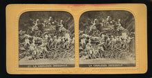Load image into Gallery viewer, Amazing Antique Tissue Stereoview Photo ~ Devil and Skeleton Army on Bikes!
