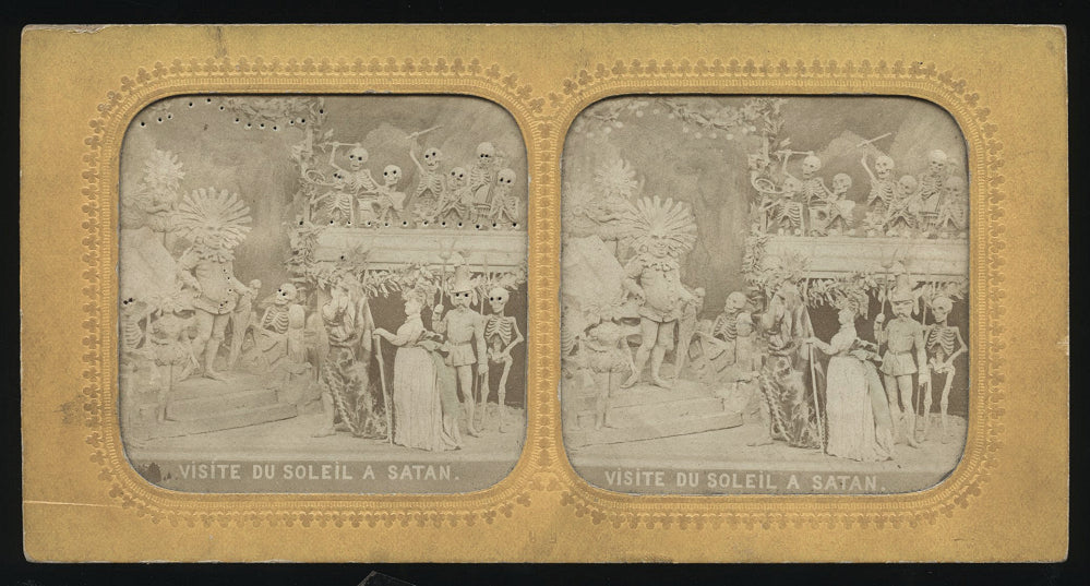 RARE 1860s Tissue Stereoview - Satan Visits Sun God