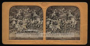 Amazing 1860s Tissue Stereoview Photo ~ Devil Leading Skeleton Army - On Bikes!