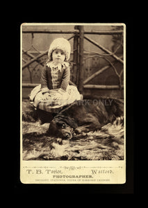 Antique Photo Little Girl & Dog Druggist Photographer Watford Ontario Canada