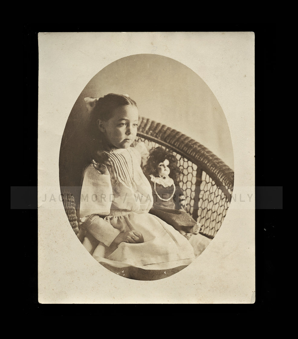 Antique Artistic Portrait Photograph ID'd Little Girl Holding Doll ~ Emma Curtis