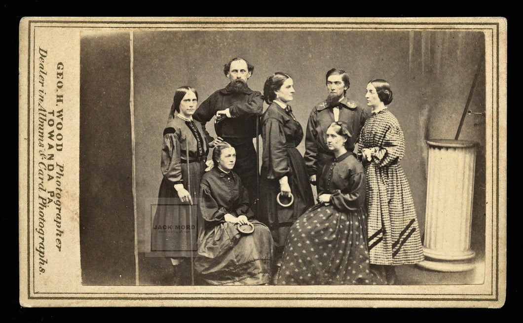 Excellent 1860s CDV Civil War Sailors & Women Holding Ring & Wand Exercise Equipment