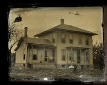 Load image into Gallery viewer, Full Plate Outdoor Tintype People in Front of Their House, Antique 1800s Photo
