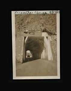 Antique Snapshot Dated 1917 Group Sitting Above Car Tunnel Oneonta Gorge Oregon