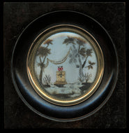 Antique Georgian French Hair Art Memorial 1830s Burning Hearts & Tomb