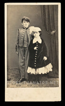 Load image into Gallery viewer, 1860s CDV Photo ~ Young *HILL CADETS* Boy &amp; Sister by Bowdoin Salem Mass

