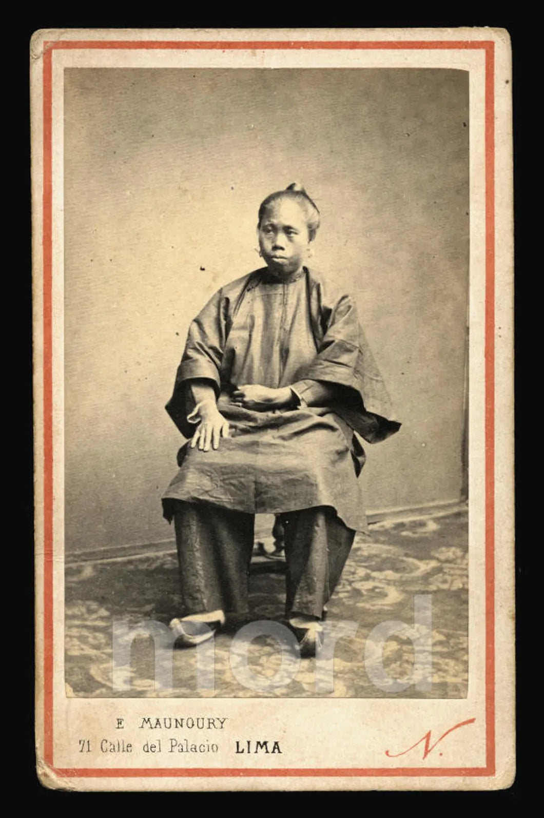 RARE 1860s CDV Photo - Chinese Woman in Lima PERU - Bound Feet?