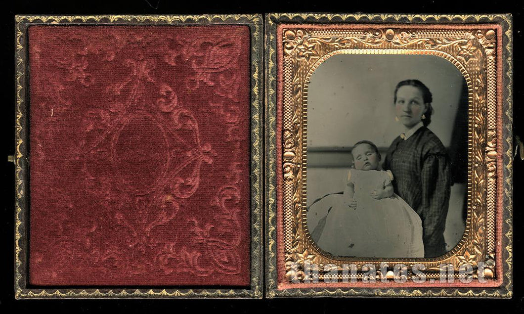 1/6 Post Mortem Tintype - Woman with Infant - 1860s