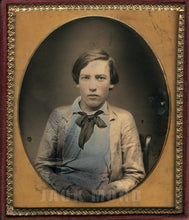 Load image into Gallery viewer, 1/6 Dag Great Portrait Young Man Wearing Tinted Blue Work Shirt - Miner (?)
