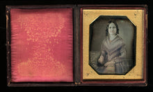 Load image into Gallery viewer, Tinted 1840s Daguerreotype Woman Holding Beaded Purse / MATHEW BRADY
