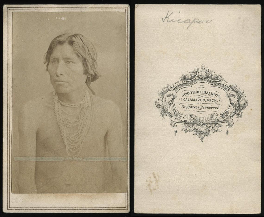 Rare 1860s CDV Photograph of Kickapoo Native American Indian Man / Kalamazoo Michigan